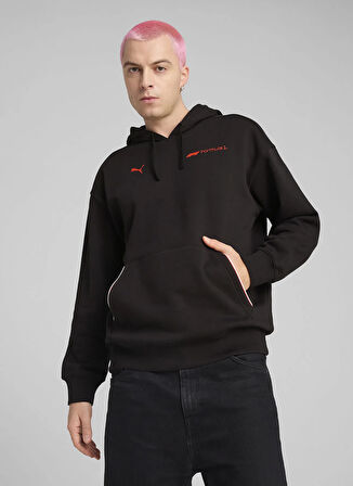 Puma 63012101 F1 ESS+ Graphic Hoodie PUM Siyah Kapüşon Yaka Regular Fit Düz Erkek Sweatshırt