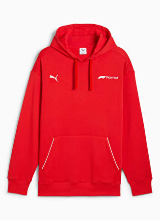 63012103 F1 ESS+ Graphic Hoodie Pop Kapüşonlu Lastikli Bel Regular Fit Kırmızı Erkek Sweatshirt