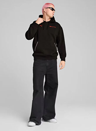 63012103 F1 ESS+ Graphic Hoodie Pop Kapüşonlu Lastikli Bel Regular Fit Siyah Erkek Sweatshirt