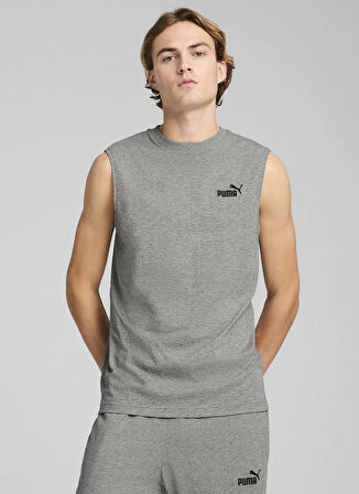 Puma 68262603 ESS No. 1 Logo Sleeveless Gri Yuvarlak Yaka Regular Fit Baskılı Erkek T-Shirt