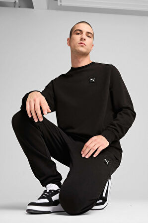 Erkek Bisiklet Yaka Sweatshirt - Siyah | XS