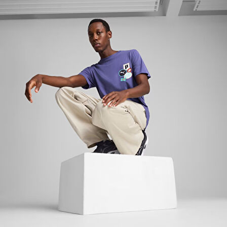 Graphics Icon Erkek Mavi Günlük Stil T-Shirt 68482946