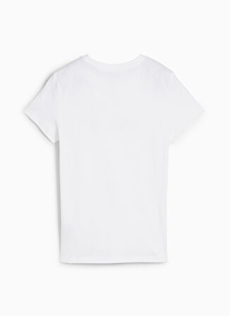 68237002 ESS No. 1 Logo Tee PUMA Wh Beyaz Yuvarlak Yaka Regular Fit Baskılı Kadın T-Shirt
