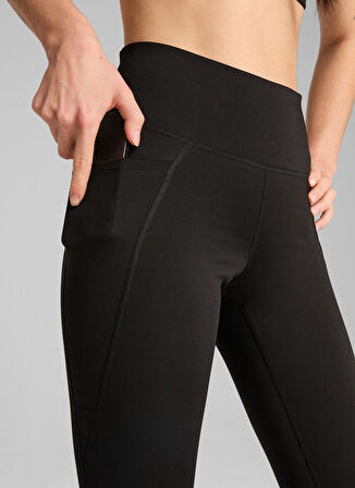 52589901 W TAD ESSENTIAL TIGHT - HW Siyah Lastikli Bel Slim Fit Blok Desenli Kadın Tayt