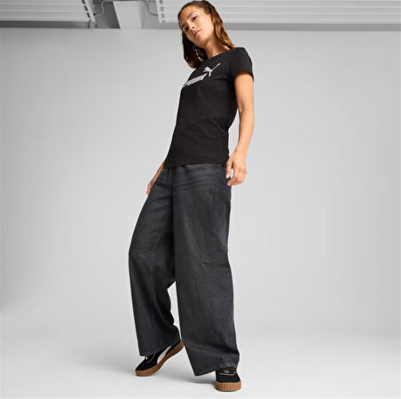 Puma METALLIC No.1 Logo Tee Siyah Kadın Spor Tişört - 631536 01