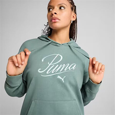 Puma SCRIPT Comfort Hoodie Kadın Yeşil Spor Sweatshirt - 684983 30