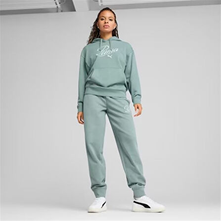 Puma SCRIPT Comfort Hoodie Kadın Yeşil Spor Sweatshirt - 684983 30