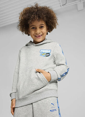 Puma Erkek Çocuk Gri Sweatshırt 63007104-PUMA X HOT WHEELS Hoodie T