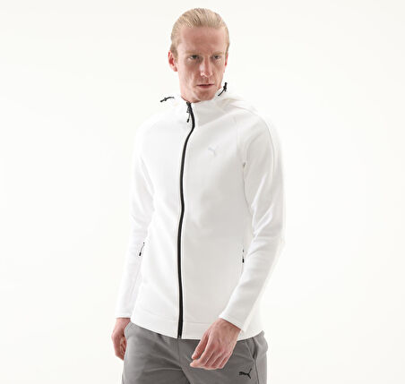 684613-02 Puma Evostrıpe Full-Zip Hoodie Erkek Ceket Beyaz
