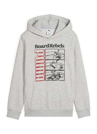 Puma Baskılı Erkek Çocuk Gri Sweatshırt 68514804-MID90S Hoodie TR B Light G