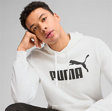 Puma ESS No. 1 Logo Hoodie Beyaz Erkek Spor Sweatshirt/Kapüşonlu - 682572 02