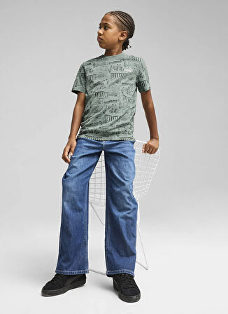 Puma Yeşil Erkek Çocuk T-Shirt 68514630-MID90S AOP Tee B Green Moo