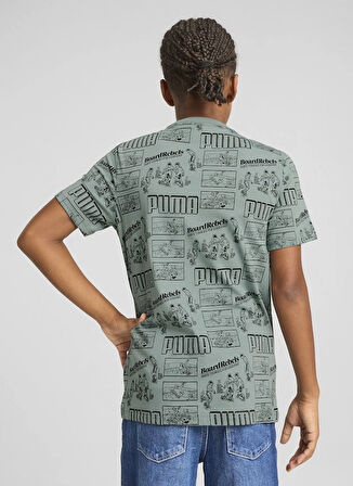 Puma Yeşil Erkek Çocuk T-Shirt 68514630-MID90S AOP Tee B Green Moo