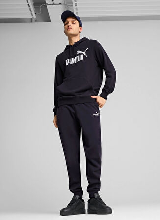 68257216 ESS No. 1 Logo Hoodie TR N Siyah Kapüşonlu Regular Fit Baskılı Erkek Sweatshirt