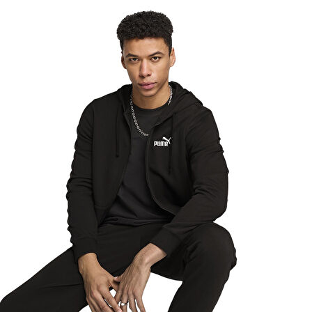 Ess Full-Zip Erkek Siyah Günlük Stil Sweatshirt 68258801