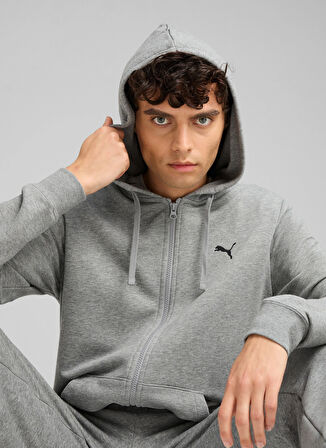 68259203 ESS Full-Zip Hoodie TR Med Gri Kapüşon Yaka Regular Fit Erkek Zip Ceket