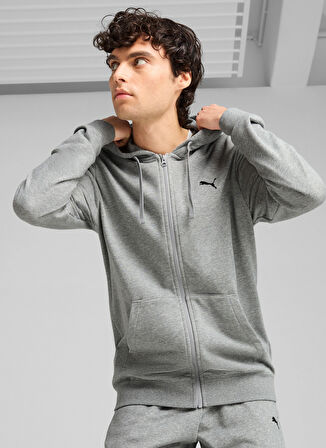 68259203 ESS Full-Zip Hoodie TR Med Siyah Kapüşonlu Normal Bel Regular Fit Erkek Zip Ceket