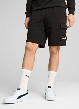 68266201 ESS No. 1 Logo Cargo Short Siyah Lastikli Bel Regular Fit Erkek Şort