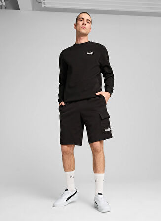 68266201 ESS No. 1 Logo Cargo Short Siyah Lastikli Bel Regular Fit Erkek Şort