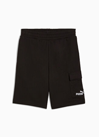 68266201 ESS No. 1 Logo Cargo Short Siyah Lastikli Bel Regular Fit Erkek Şort