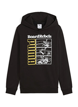 Puma Baskılı Erkek Çocuk Siyah Sweatshırt 68514801-MID90S Hoodie TR B PUMA Bl