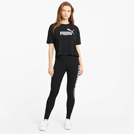 Puma ESS Cropped No:1 Logo Tee Siyah Kadın Spor Tişört - 684972 01