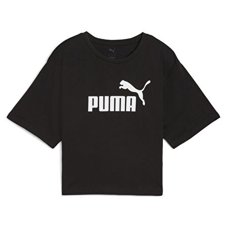 Essentials Cropped Kadın Siyah Günlük Stil T-Shirt 68497201