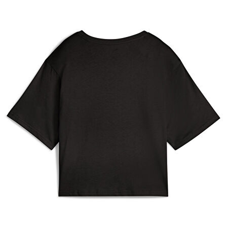 Essentials Cropped Kadın Siyah Günlük Stil T-Shirt 68497201