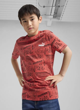 Puma Kırmızı Erkek Genç  T-Shirt 68514615-MID90S AOP Tee B Red Fire