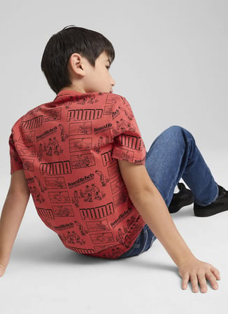 Puma Kırmızı Erkek Genç  T-Shirt 68514615-MID90S AOP Tee B Red Fire
