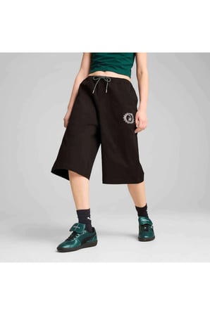 X HARRY POTTER Jorts Siyah Kadın Rahat Kesim Şort