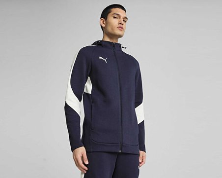 Puma Teamevostripe Hooded Jacket Erkek Futbol Kamp Ceketi 65994706 Erkek Futbol Kamp Ceketi