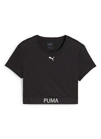 Puma 52680501 W PUMA STRONG TEE - SHORT Siyah Yuvarlak Yaka Crop Düz Kadın T-Shirt