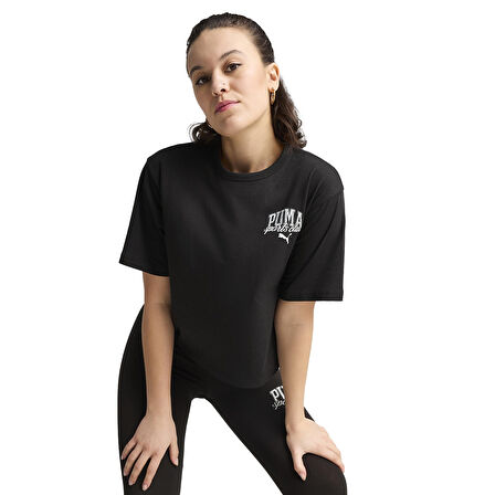 Class Relaxed Crop Kadın Siyah Günlük Stil T-Shirt 68503001