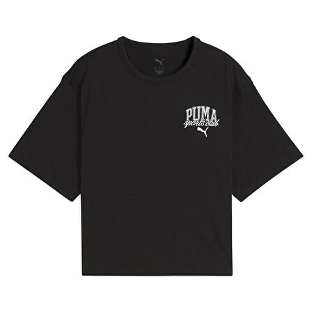 Class Relaxed Crop Kadın Siyah Günlük Stil T-Shirt 68503001