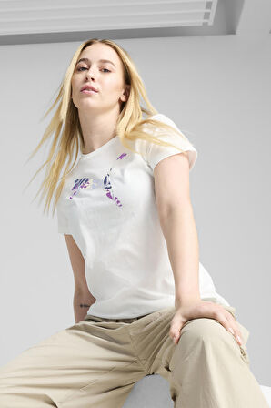 Puma Graphics Floral Cat Logo Tee Kadın Spor Tişört - 68508102