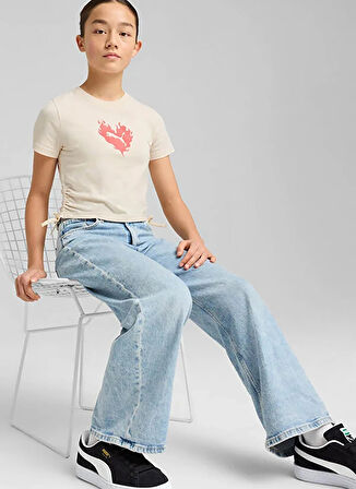 Puma Bej Kız Çocuk T-Shirt 68510887-FLAMING LOVE Knotted Tee G