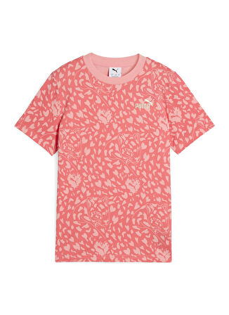 Puma Pembe Kız Çocuk T-Shirt 68510624-FLAMING LOVE AOP Tee G Pea