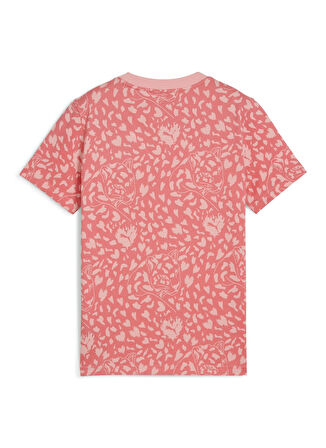 Puma Pembe Kız Çocuk T-Shirt 68510624-FLAMING LOVE AOP Tee G Pea