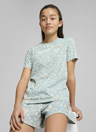 Puma Mint Kız Çocuk T-Shirt 68510667-FLAMING LOVE AOP Tee G Mod