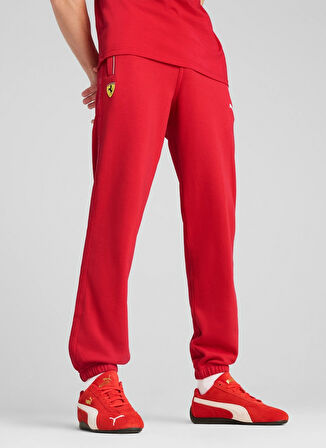 63018302 Ferrari Race Sweatpants Ro Kırmızı Lastikli Bel Regular Fit Erkek Eşofman Altı