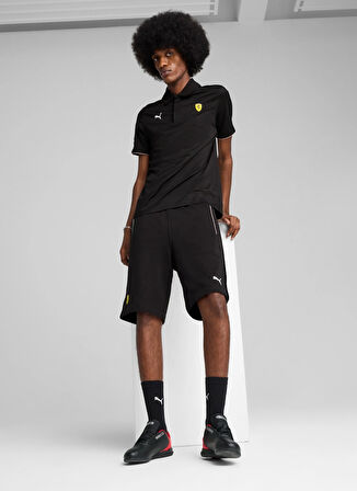 63018401 Ferrari Race Sweatshorts P Siyah Lastikli Bel Regular Fit Erkek Şort