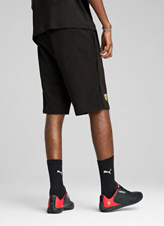 63018401 Ferrari Race Sweatshorts P Siyah Lastikli Bel Regular Fit Erkek Şort