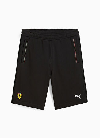 63018401 Ferrari Race Sweatshorts P Siyah Lastikli Bel Regular Fit Erkek Şort