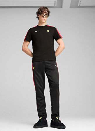 63019501 Ferrari Race MT7 Pants PUM Siyah Lastikli Bel Regular Fit Erkek Eşofman Altı