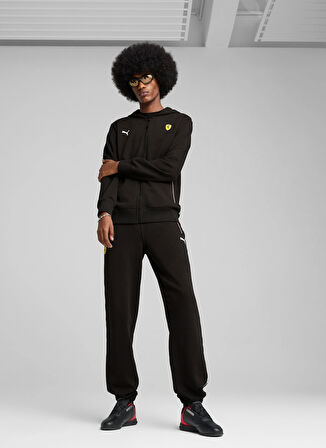 63018201 Ferrari Race Sweatjacket P Siyah Kapüşon Yaka Regular Fit Erkek Zip Ceket