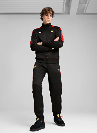 63019401 Ferrari Race MT7 Jacket PU Siyah Kapüşon Yaka Regular Fit Erkek Mont