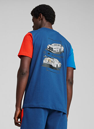 63073504 BMW MMS CAR GRAPHIC TEE 2 Mavi Yuvarlak Yaka Regular Fit Baskılı Erkek T-Shirt