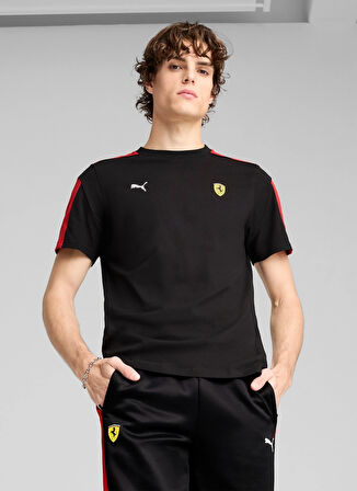 63019601 Ferrari Race MT7 Tee Beyaz Yuvarlak Yaka Regular Fit Erkek T-Shirt