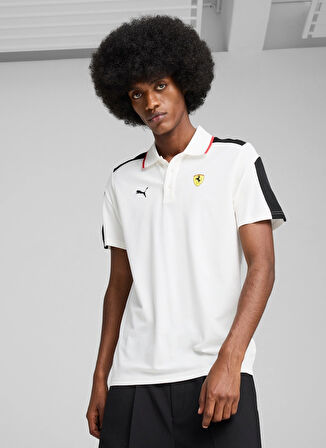 63019704 Ferrari Race MT7 Polo PUMA Siyah Polo Yaka Regular Fit Erkek T-Shirt